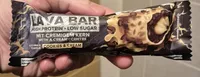 HIGH PROTEIN · LOW SUGAR MIT CREMIGEM KERN WITH A CREAMY CENTRE COOKIES & CREAM