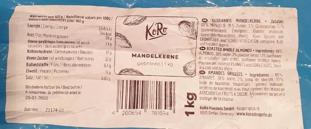 Amandes grillées