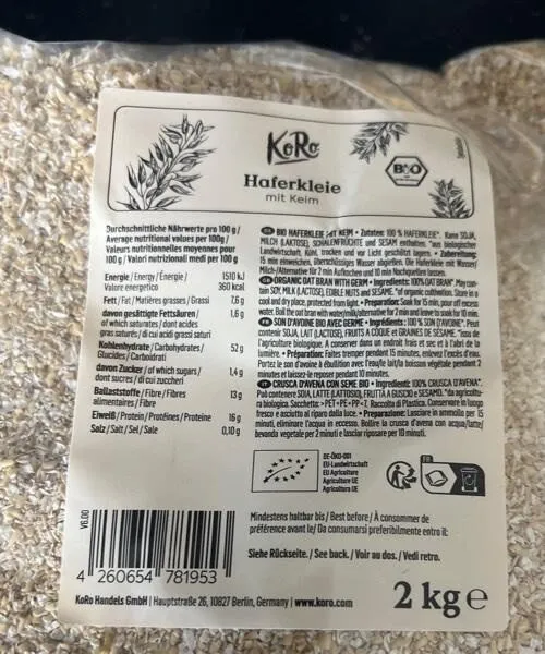 Crusca d'avena bio con germe