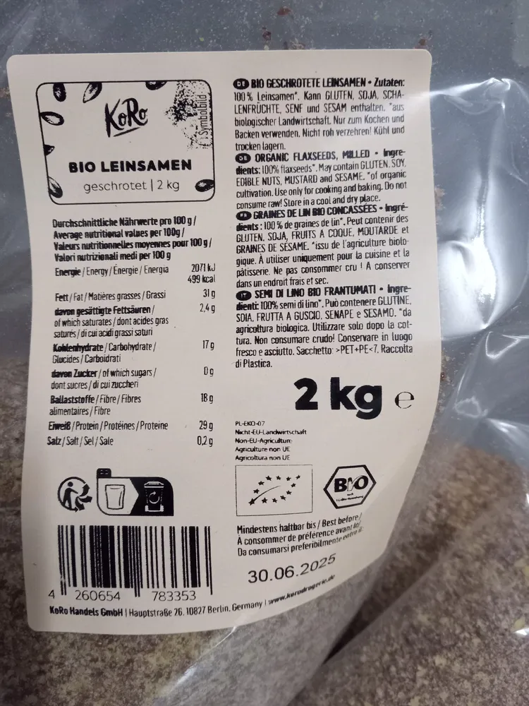 BIO LEINSAMEN geschrotet