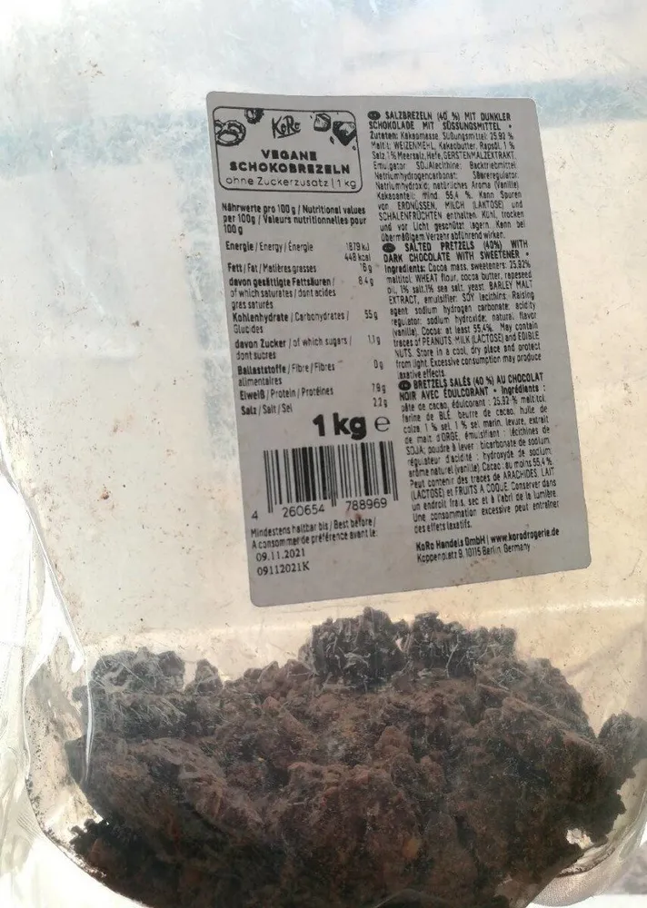 Bretzels enrobés de chocolat noir