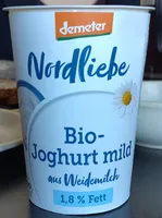 Organic mild yogurt from pasture milk, 1.8% fat