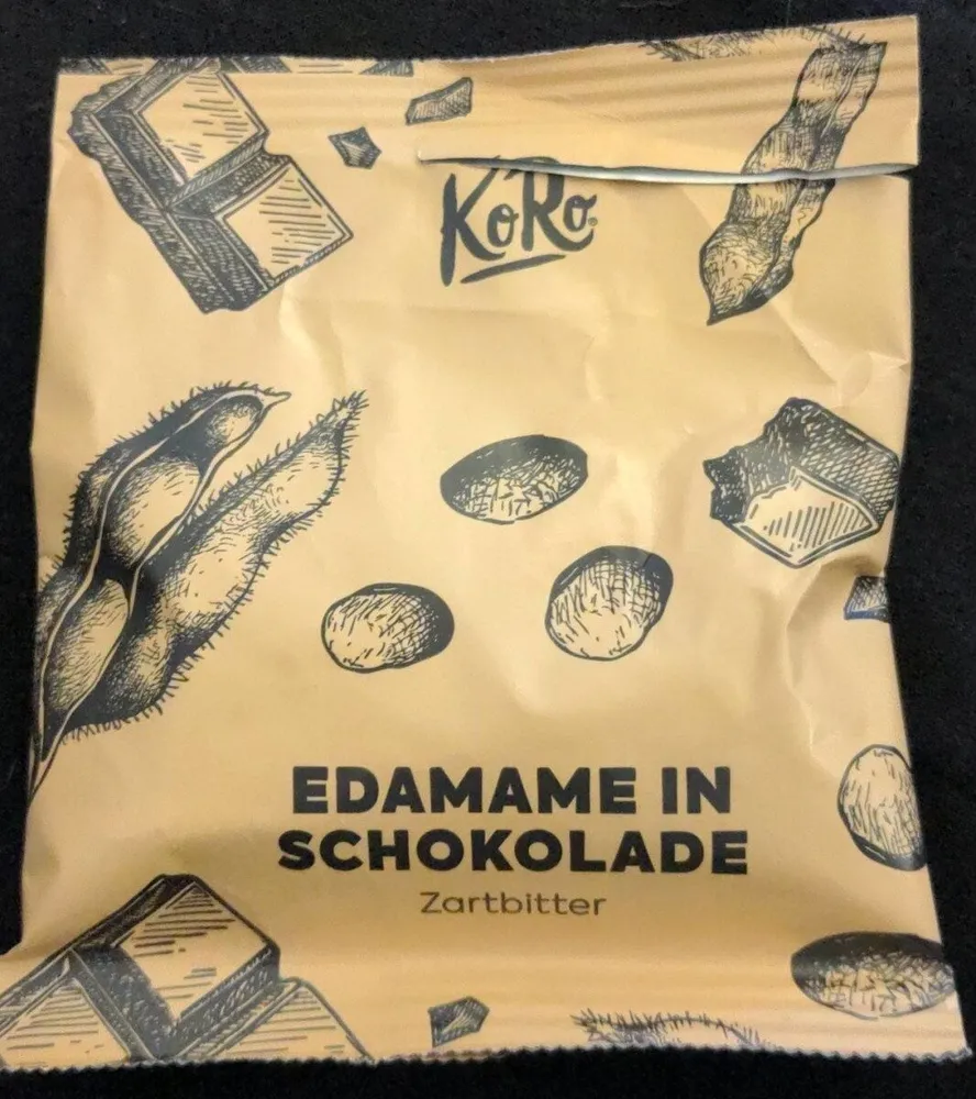 Haricots edamame salé et enrobés de chocolat noir