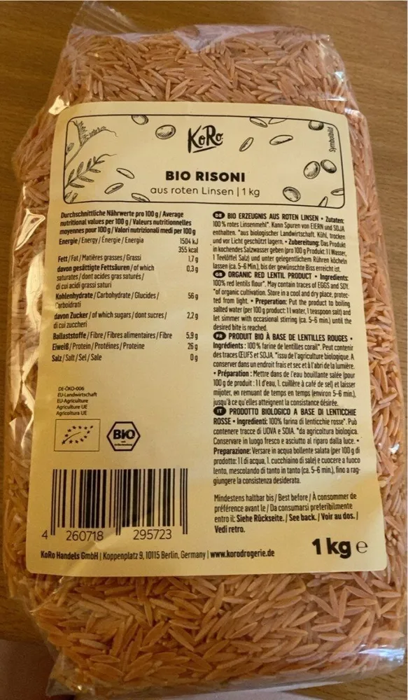 BIO RISONI aus roten Linsen