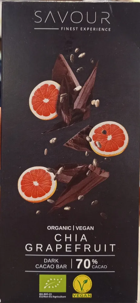Chia grapefruit dark cacao bar 70%