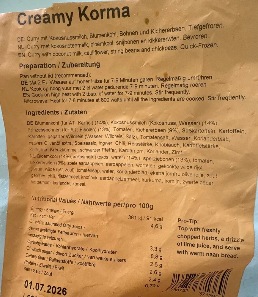 Creamy korma