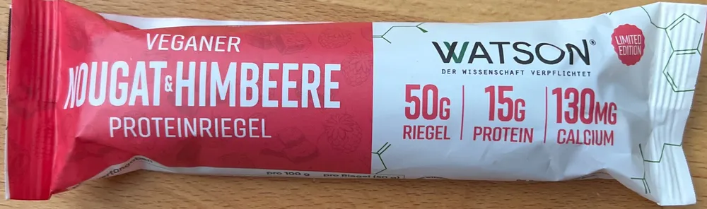 Veganer Nougat & Himbeere Proteinriegel