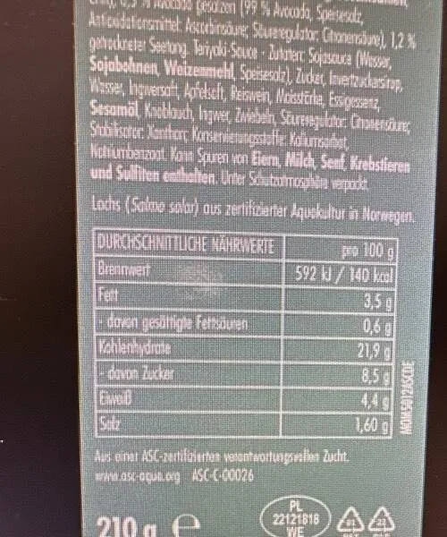 MOWI Sushi Lachs mit Avocado