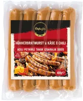 Hühnerbratwurst mit Käse und Chili