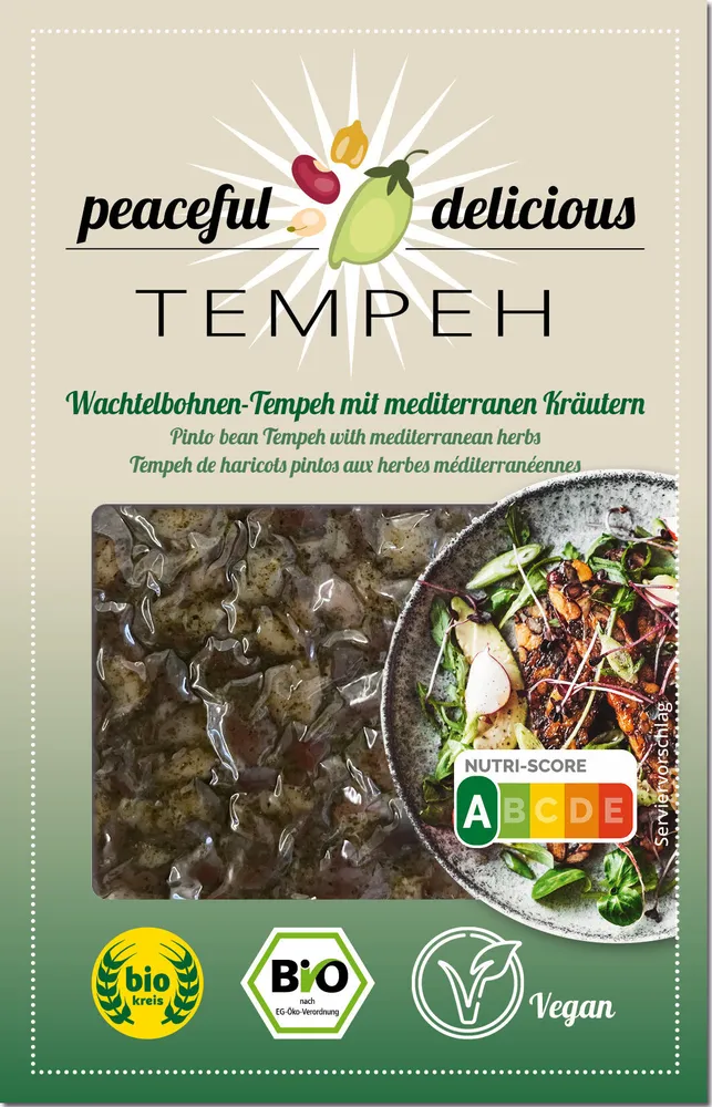 Wachtelbohnen-Tempeh mit mediterranen Kräutern