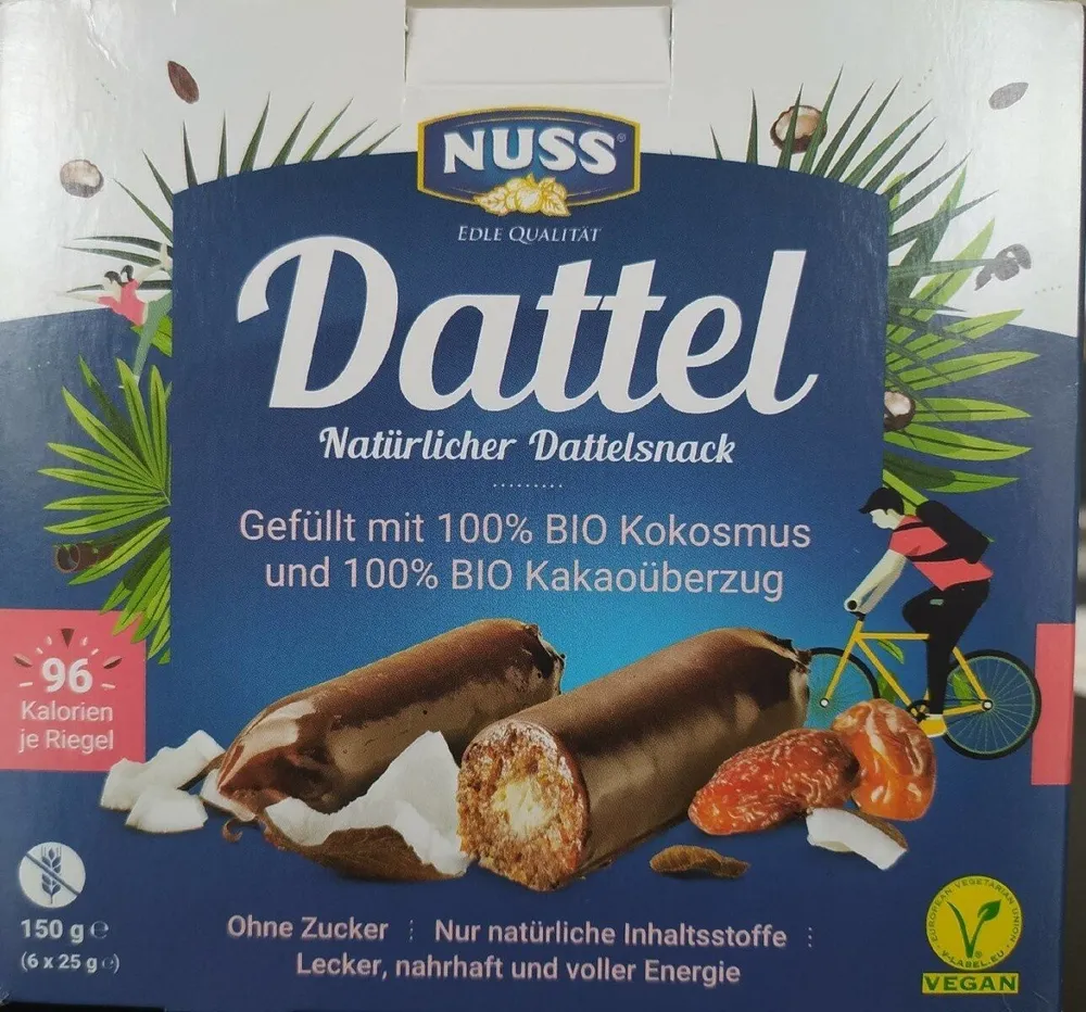 Dattel Natürlicher Dattelsnack, Kokosmus+Kakaoüberzug