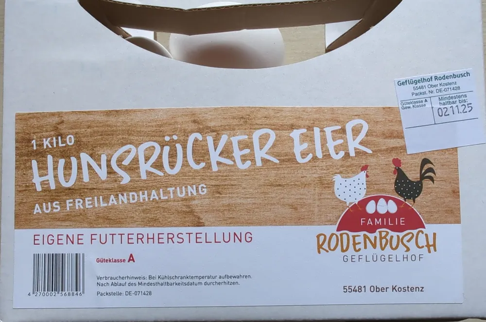 1 Kilo Hunsrücker Eier aus Freilandhaltung