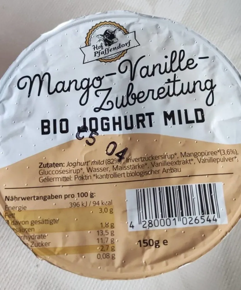 Mango-Vanille Bio Joghurt