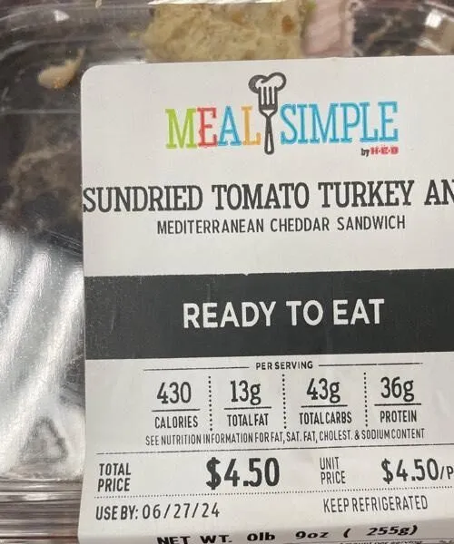 Sundried Tomato Turkey & Mediterranean Cheddar Cheese Sandwich