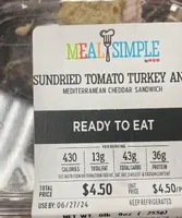 Sundried Tomato Turkey & Mediterranean Cheddar Cheese Sandwich