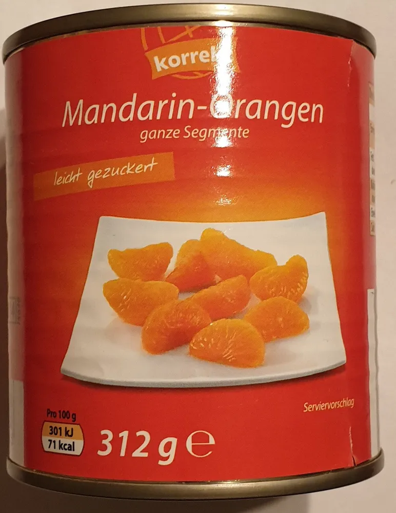 Mandarin-Orangen, ganze Semente, leicht gezuckert