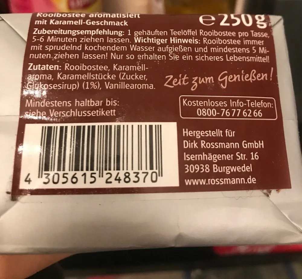 Rooibostee aromatisiert mit Karamell-Geschmack