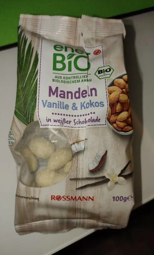 Mandeln mit weißer Schokolade und Kokos