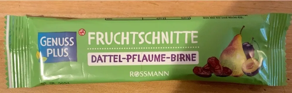 Fruchtschnitte Dattel-Pflaume-Birne