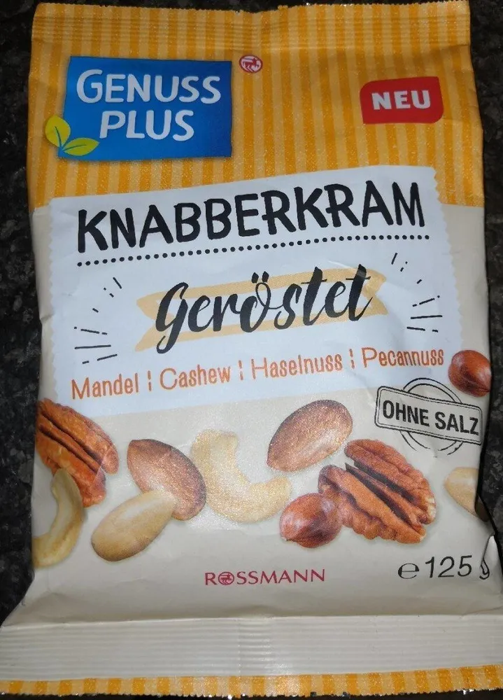 Knabberkram geröstet (Mandel, Cashew, Haselnuss, Pecanuss)