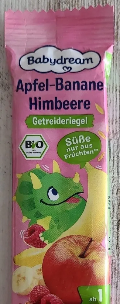 Apfel-Banane Himbeere Getreideriegel