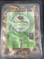 Organic vegan tortellini with spinach & tofu filling
