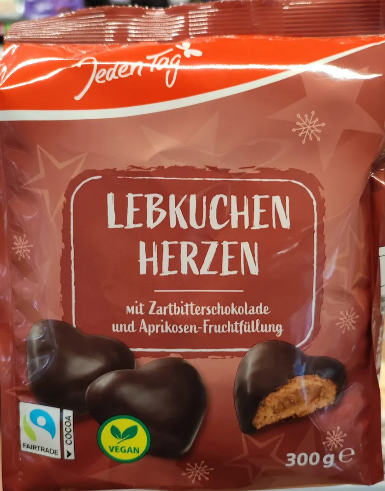 Lebkuchen Herzen Mit Zartbitterschokolade Und Aprikosen-Fruchtfüllung