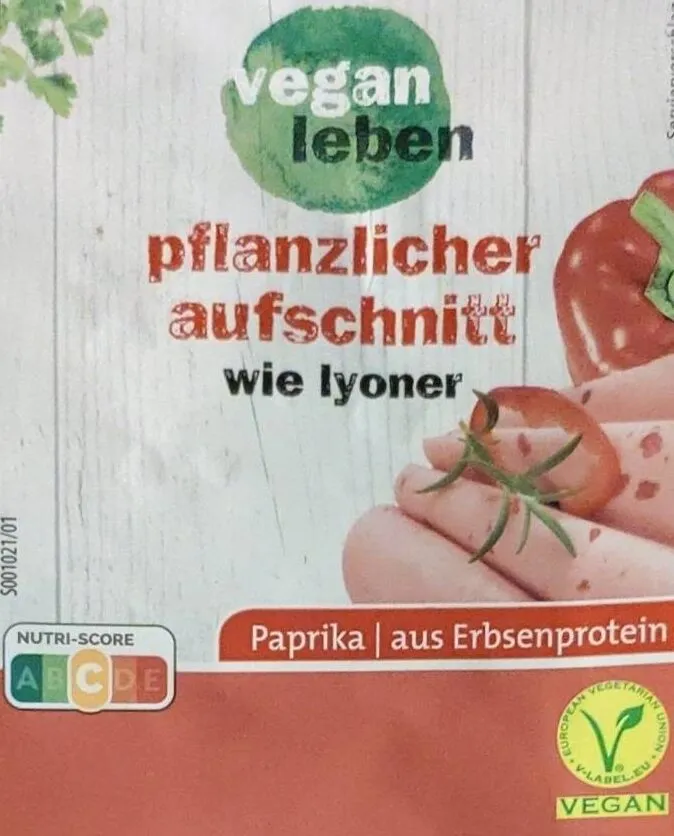 Pflanzlicher Brotaufschnitt wie Lyoner Paprika