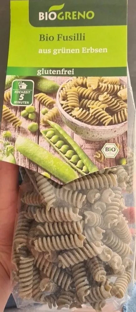 Bio fusilli grüne erbsen