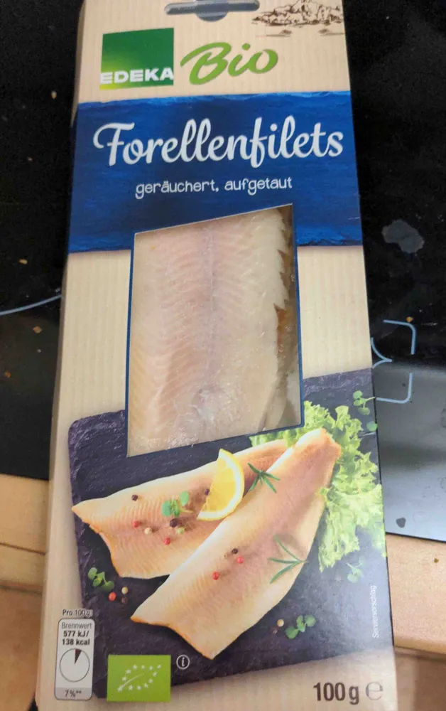 Forellenfilets, geräuchert, aufgetaut