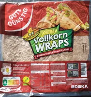EDEKA GUT&GÜNSTIG Tortilla Wraps Vollkorn 370g 1,29€ 1kg 3,49