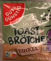 Toast Brötchen - Dinkel (2x 3 Stück, 235 g; pro 3 Stück aufgeführt)