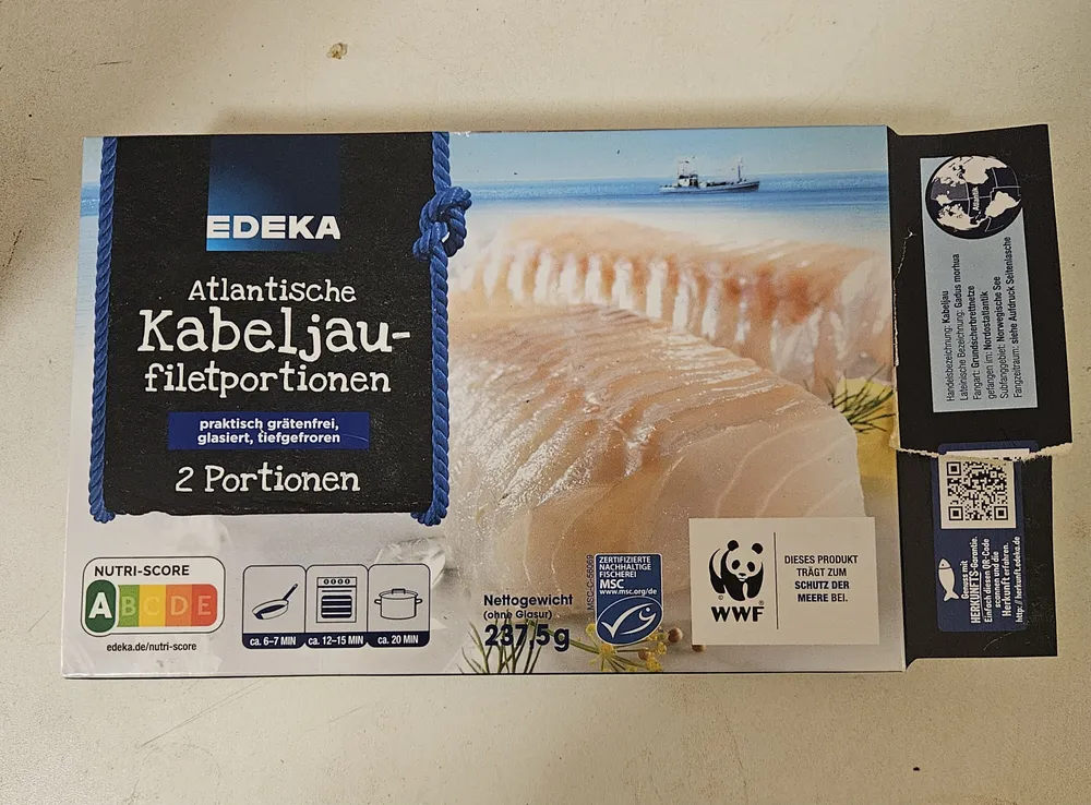 Atlantische Kabeljaufiletportionen