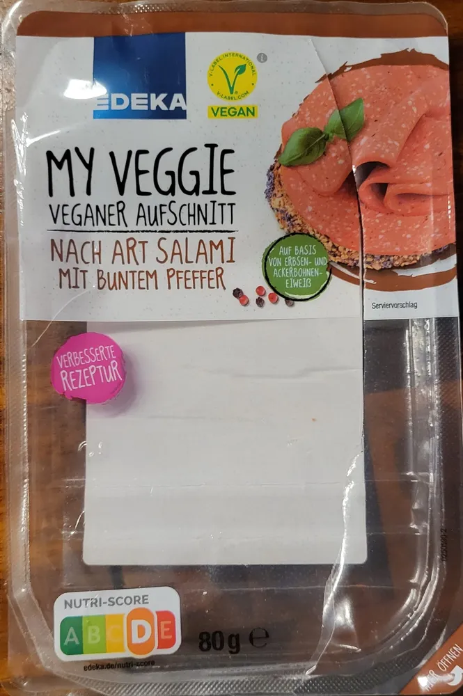 VEGANER AUFSCHNITT NACH ART SALAMI MIT BUNTEM PFEFFER