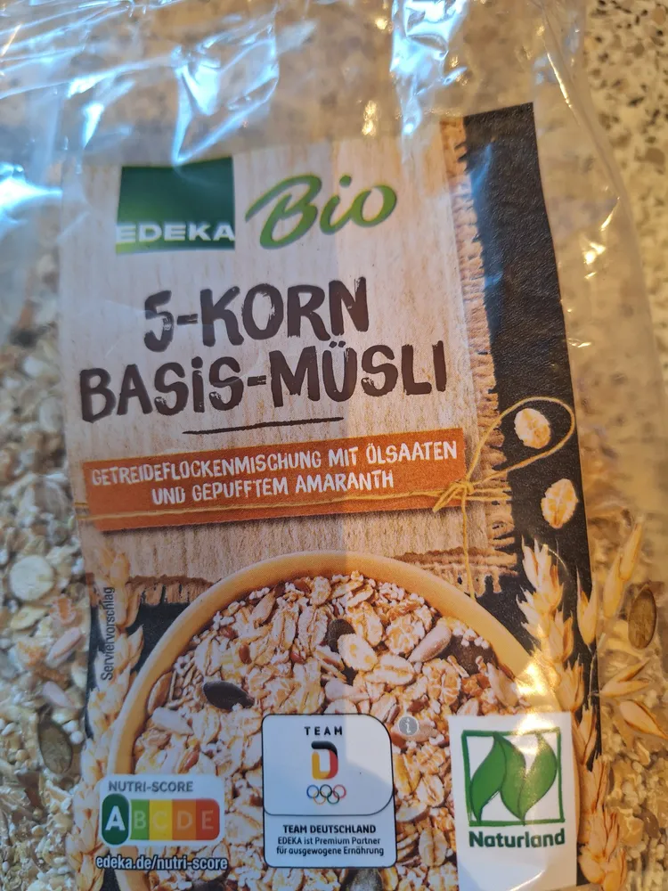 Bio 5-KORN BASIS-MÜSLI GETREIDEFLOCKENMISCHUNG MIT ÖLSAATEN UND GEPUFFTEM AMARANTH