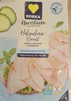 Hähnchenbrust gepökelt, gegart und ofengebacken, hauchfein geschnitten
