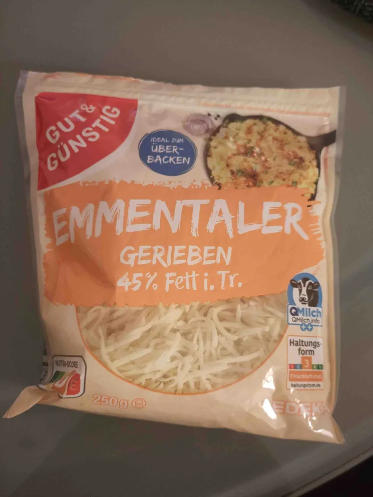Emmentaler gerieben 45% Fett i. Tr.