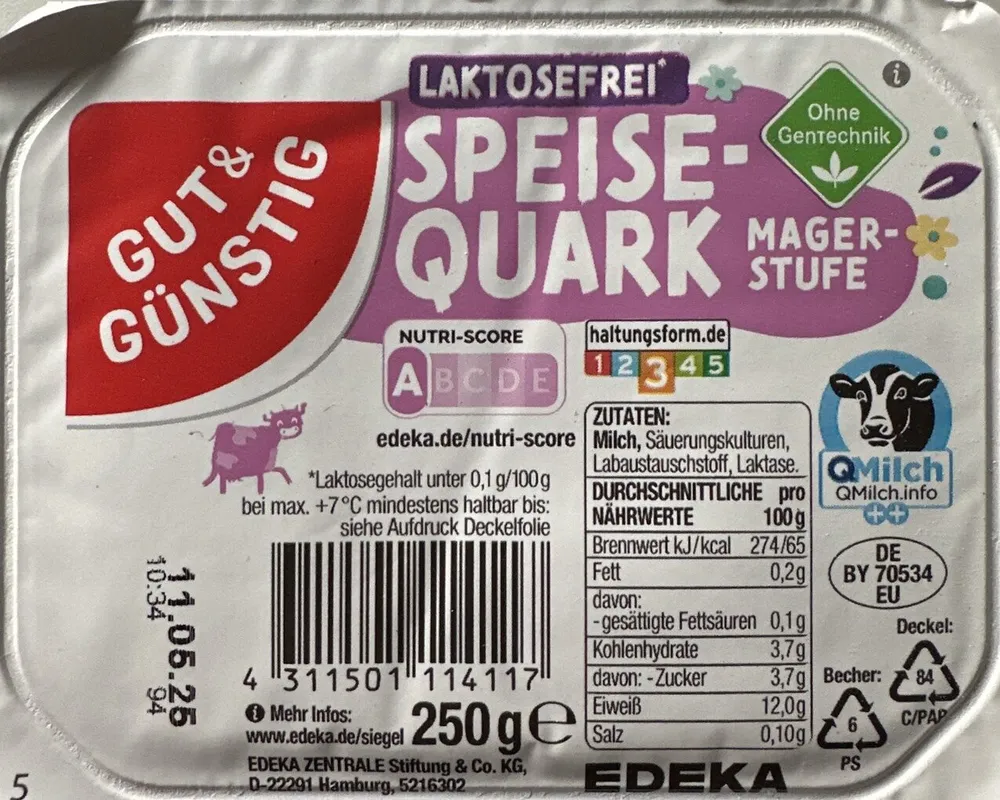 Speisequark Magerstufe laktosefrei