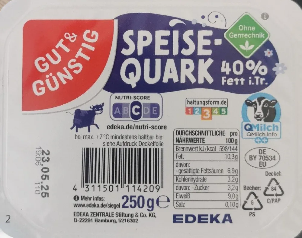 Speisequark, 40% Fett i.Tr.
