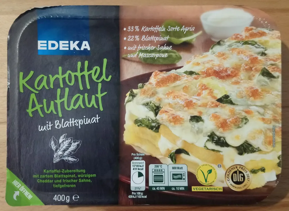 Kartoffel Auflauf mit Blatspinat