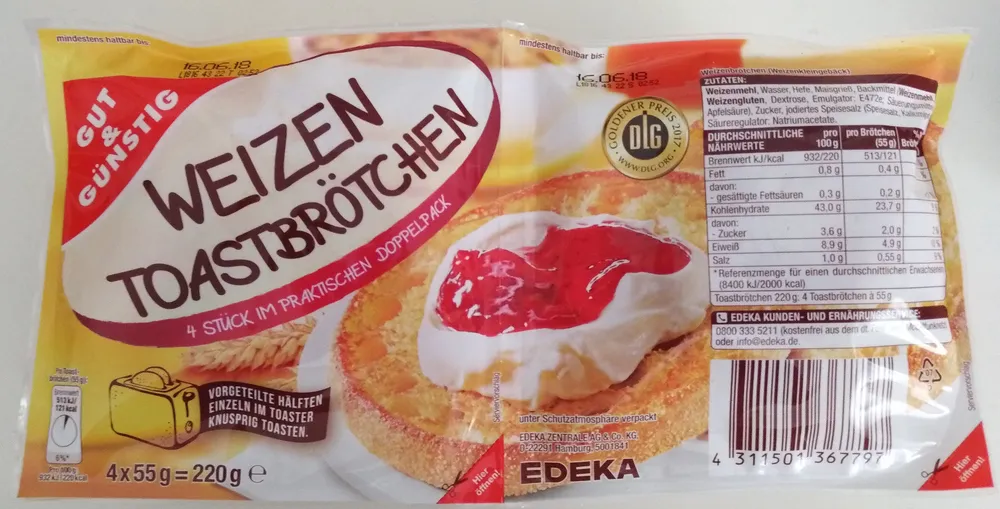 Weizen Toastbrötchen
