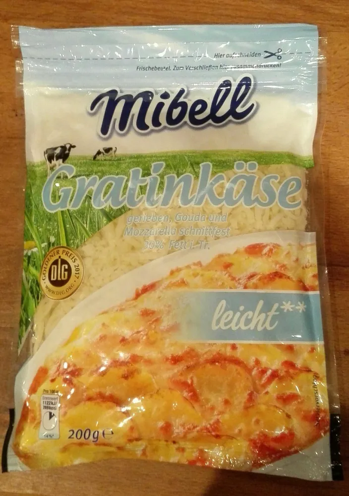 Gratinkäse, leicht