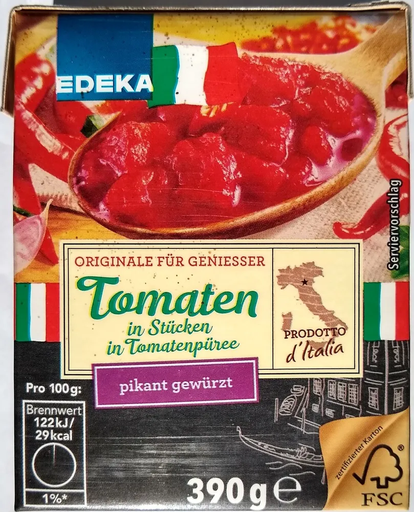 Tomaten in Stücken pikant gewürzt