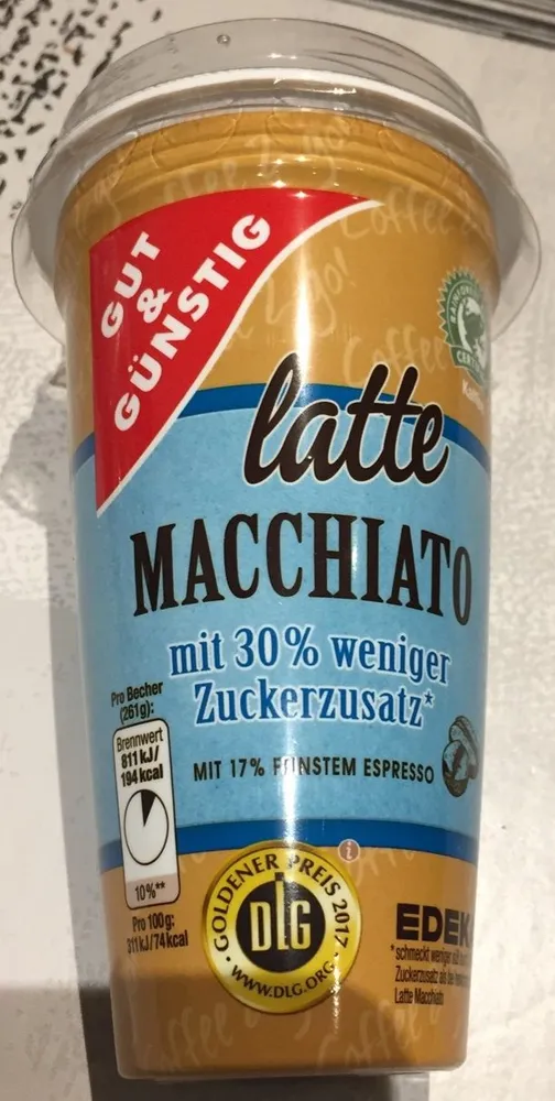 Latte Macchiato mit 30% weniger Zuckerzusatz
