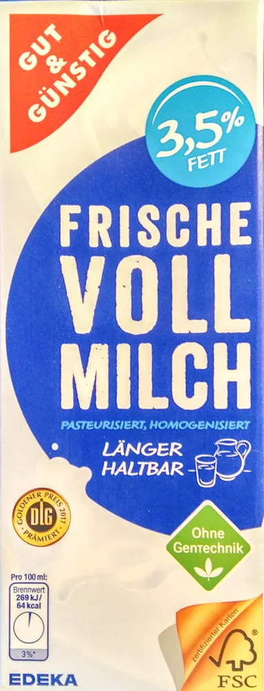 Frische Vollmilch 3,5% Fett