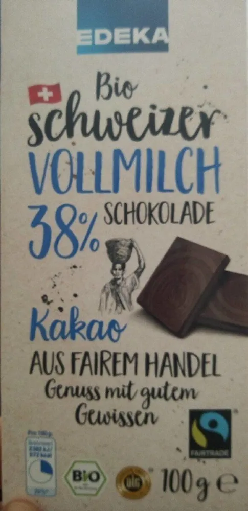 Bio Schweizer Vollmilch Schokolade 38%