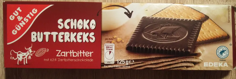 SCHOKO BUTTERKEKS Zartbitter mit 63% Zartbitterschokolade