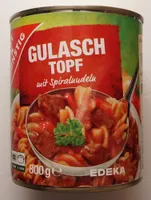 Gulaschtopf mit Spiralnudeln