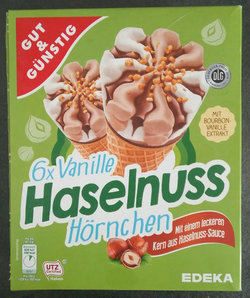 Waffeleis Haselnuss Hörnchen
