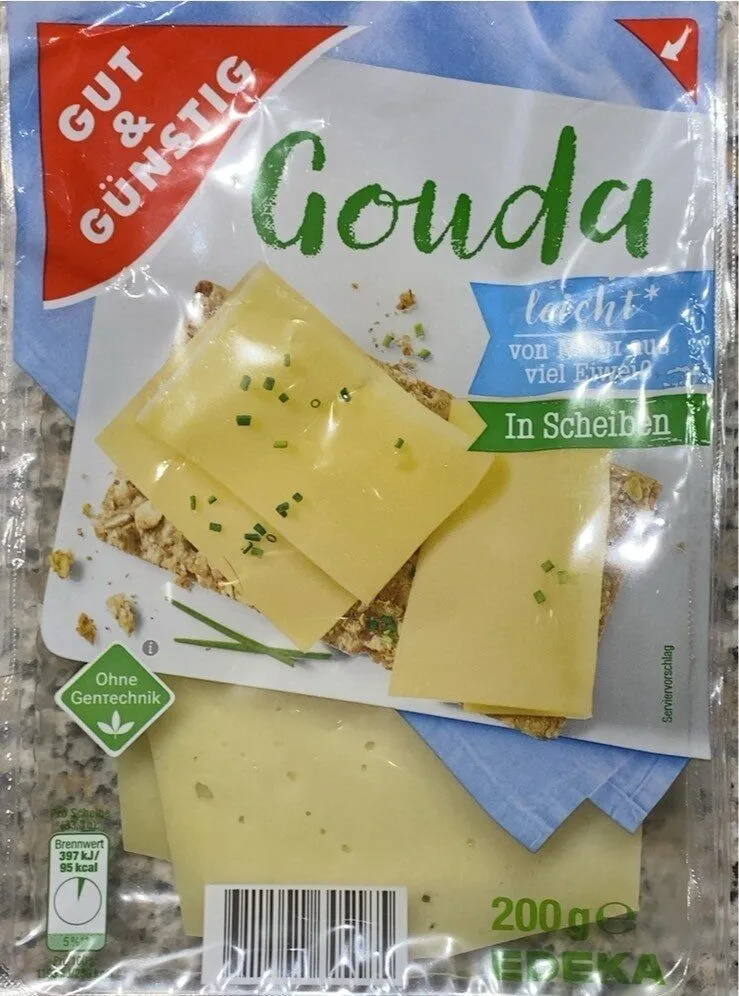 Gouda leicht in Scheiben